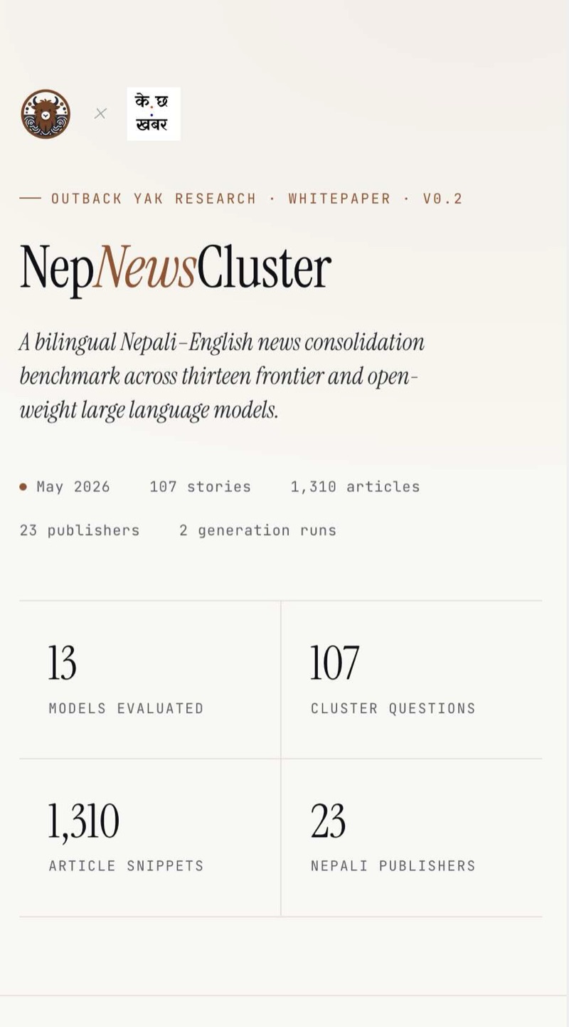 NepNewsCluster: Benchmarking 13 LLMs on Bilingual Nepali News Consolidation