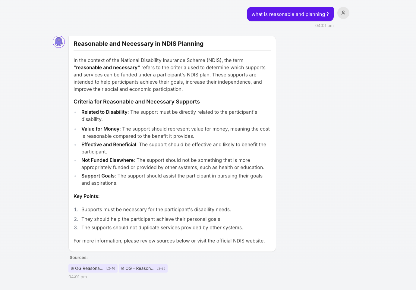 User Query Response: